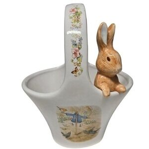 Beatrix Potter Teleflora Ceramic Basket 1998 Peter Rabbit Easter Decor